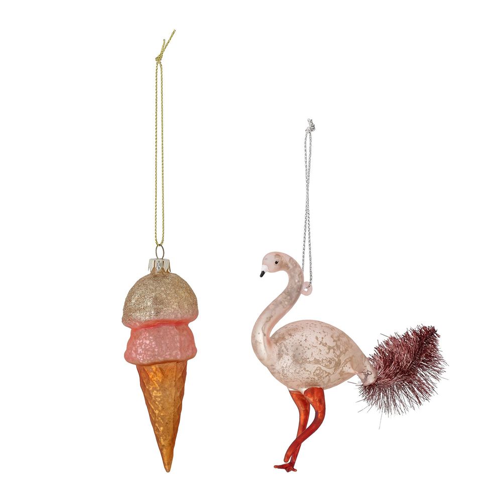 Guirlandes et boules de Noël - Rosina Bibelot, Rose, Verre Set of 2 - BLOOMINGVILLE MULTIBRAND HOUSE