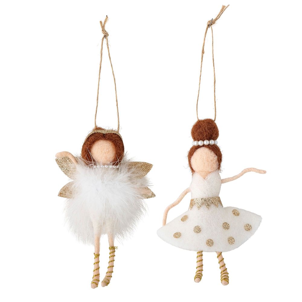 Guirlandes et boules de Noël - Liuka Bibelot, Blanc, Laine Set of 2 - BLOOMINGVILLE MULTIBRAND HOUSE