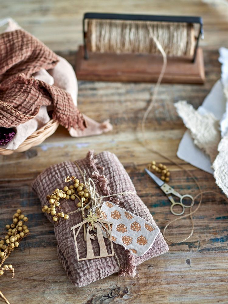Aménagements pour bureau - Barni Bobine en bois de fil de jute et ciseaux, Marron, Bois de récupération - BLOOMINGVILLE MULTIBRAND HOUSE