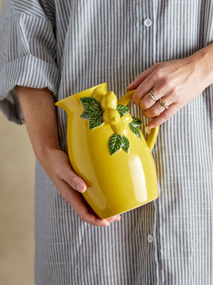 Carafes - Limone Jug, Yellow, Stoneware - CREATIVE COLLECTION