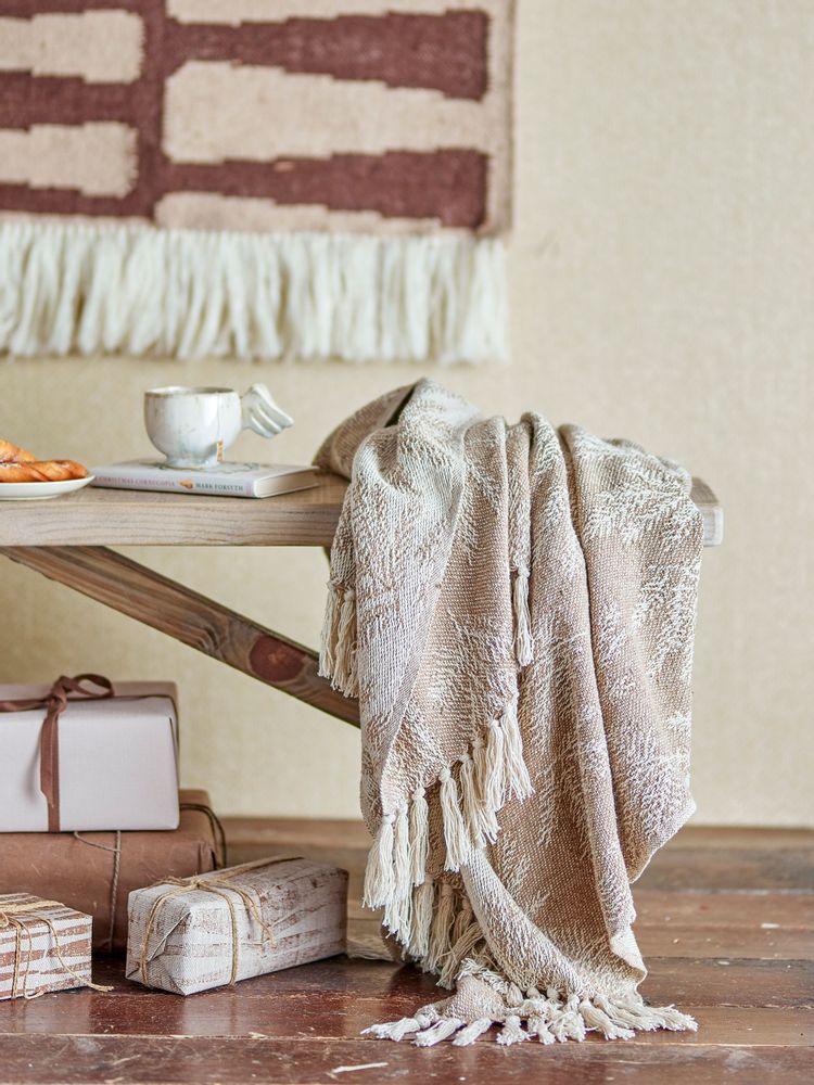 Throw blankets - Gabriela Throw, Brown, Recycled Cotton - BLOOMINGVILLE MULTIBRAND HOUSE
