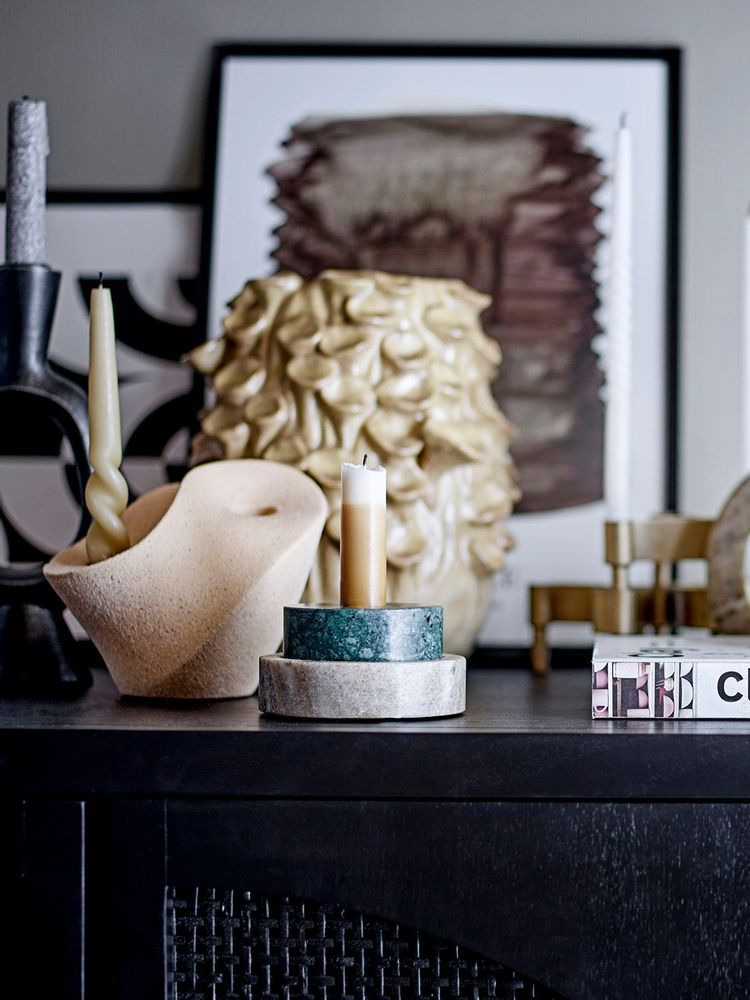 Candlesticks and candle holders - Brent Candle Holder, Nature, Stoneware - BLOOMINGVILLE MULTIBRAND HOUSE