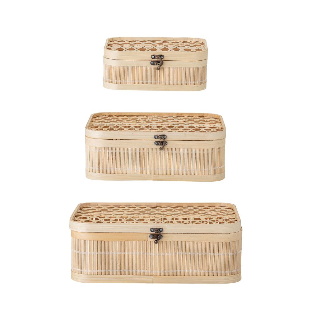 Storage boxes - Jach Box w/Lid, Nature, Bamboo Set of 3 - BLOOMINGVILLE MULTIBRAND HOUSE