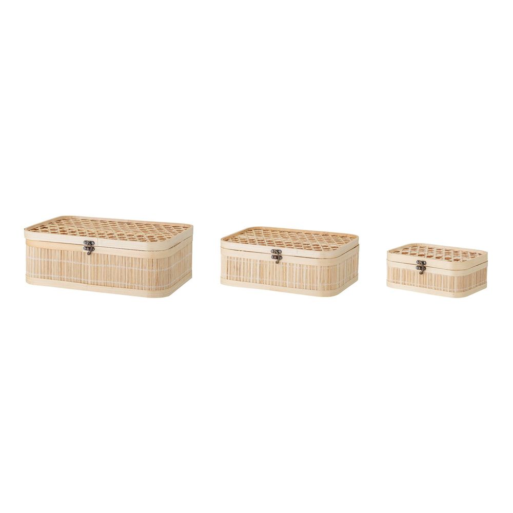 Storage boxes - Jach Box w/Lid, Nature, Bamboo Set of 3 - BLOOMINGVILLE MULTIBRAND HOUSE