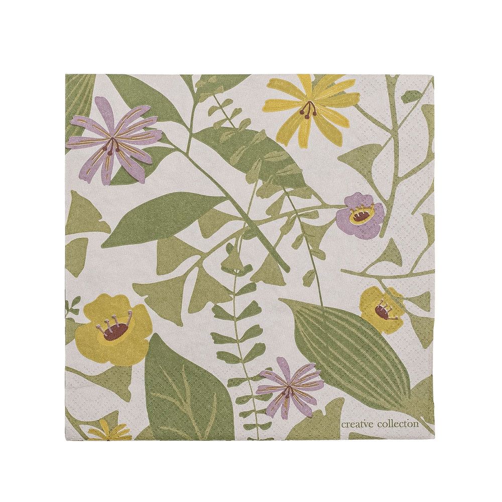 Napkins - Camelie Napkin, Green, FSC® Mix, Papier Pack of 20 - CREATIVE COLLECTION
