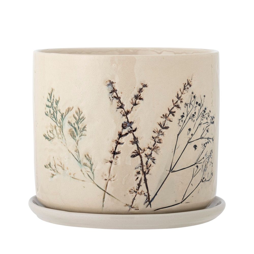 Flower pots - Bea Flowerpot w/Saucer, Nature, Stoneware  - BLOOMINGVILLE MULTIBRAND HOUSE