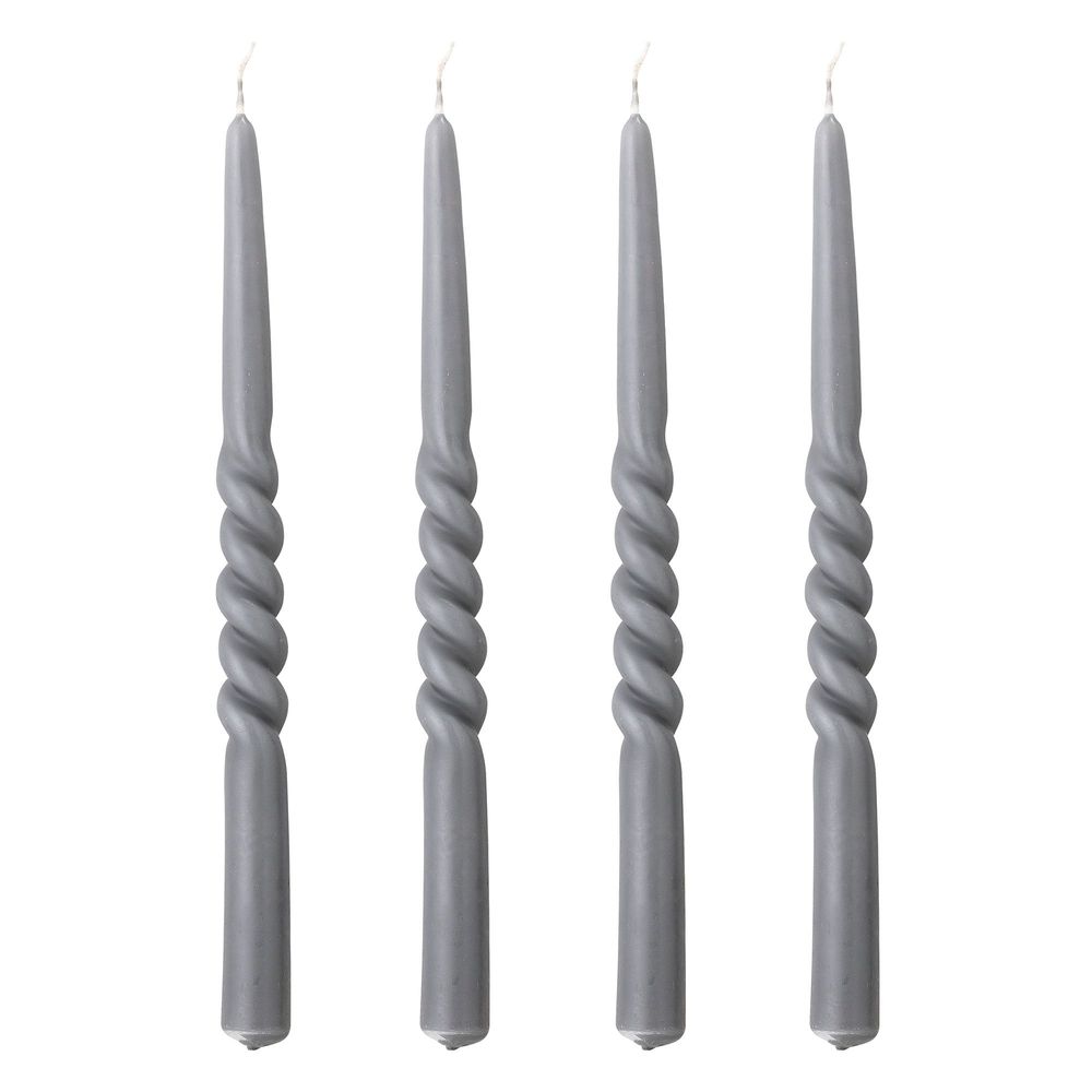 Candles - Twist Candle, Grey, Parafin Pack of 4 - BLOOMINGVILLE MULTIBRAND HOUSE