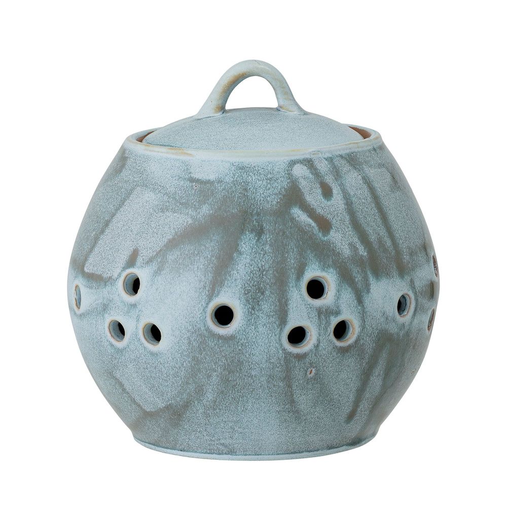 Food storage - Petal Jar w/Lid, Blue, Stoneware - CREATIVE COLLECTION