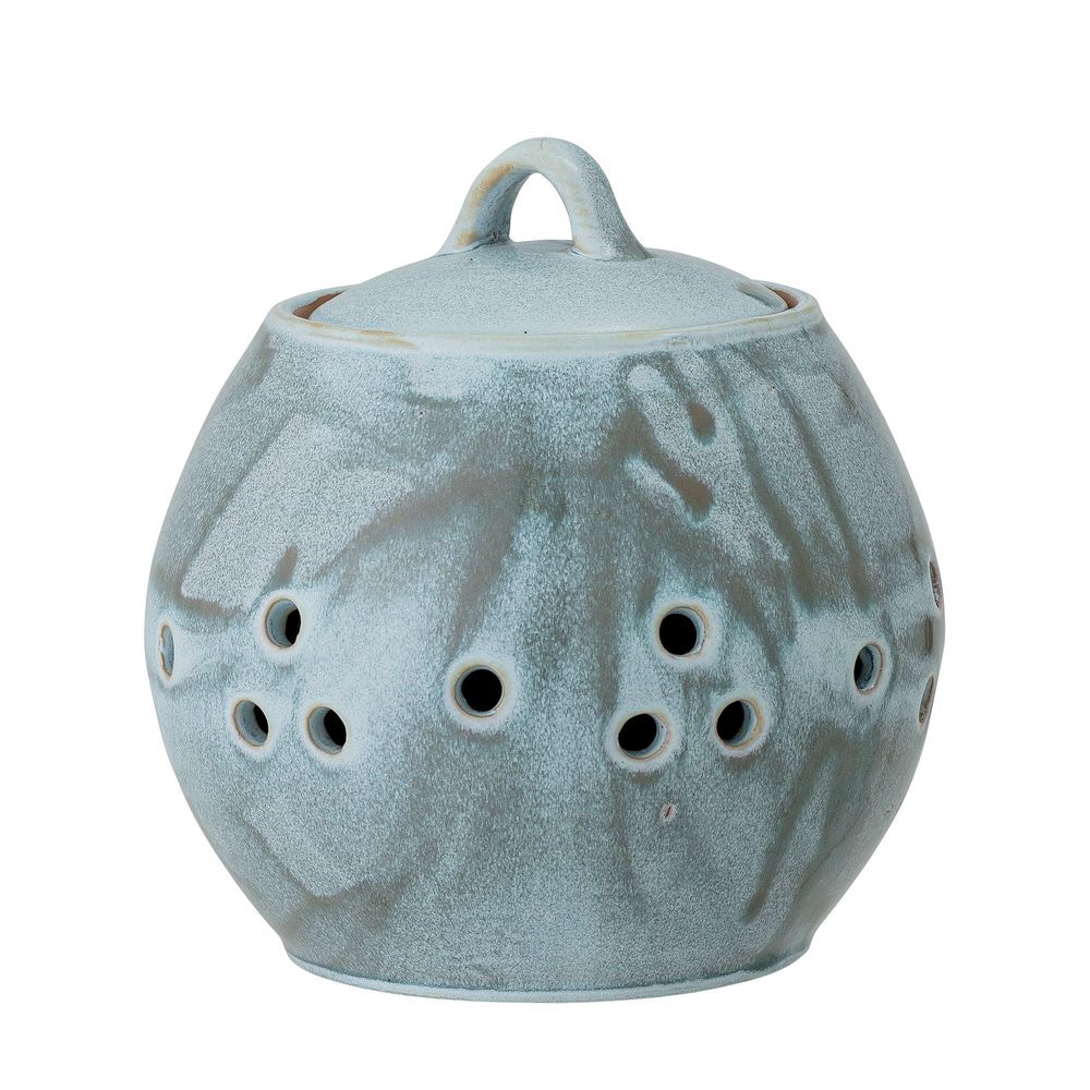 Food storage - Petal Jar w/Lid, Blue, Stoneware - CREATIVE COLLECTION