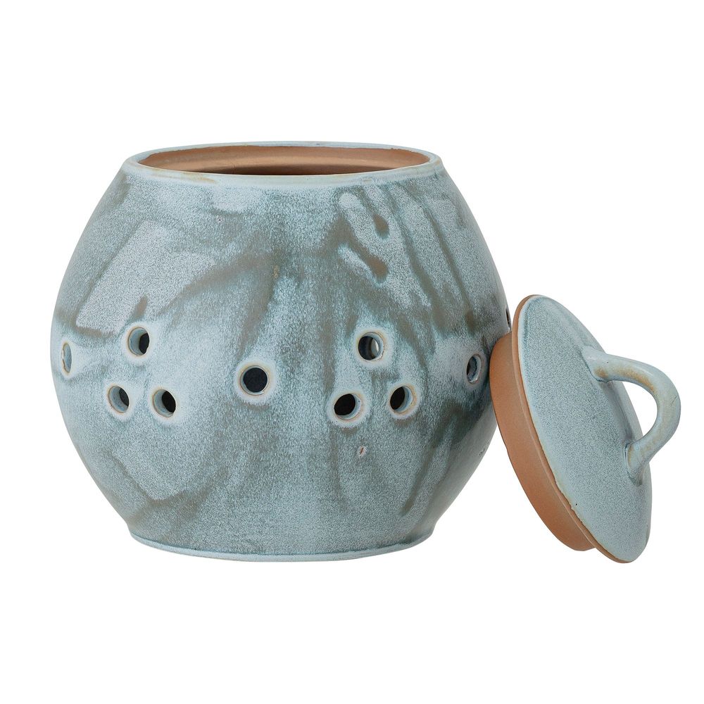 Food storage - Petal Jar w/Lid, Blue, Stoneware - CREATIVE COLLECTION