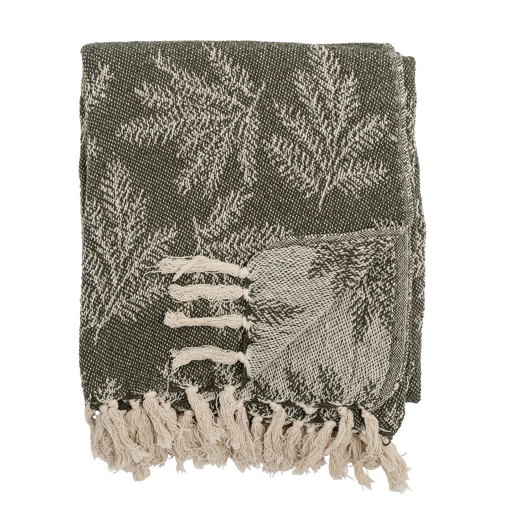 Plaids - Gabriela Plaid, Verte, Coton recyclé - BLOOMINGVILLE MULTIBRAND HOUSE