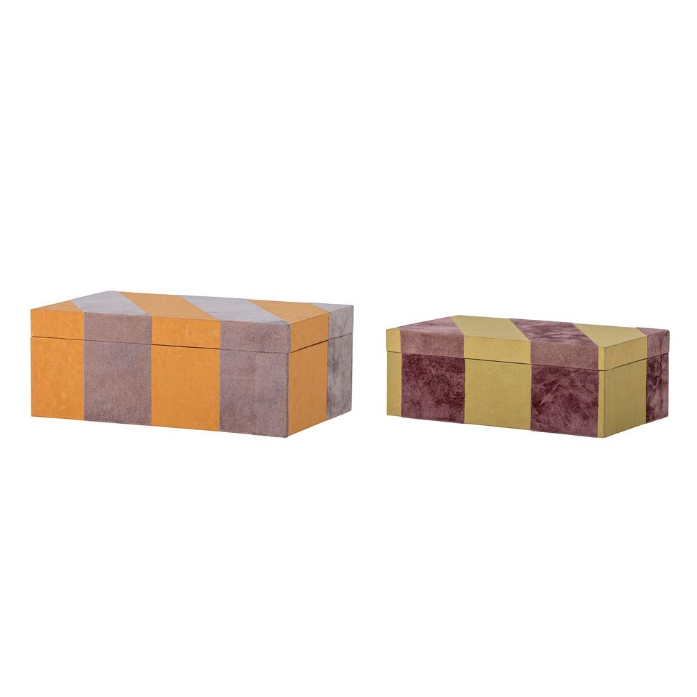 Boîtes de rangement - Samira Boîte avec couvercle, Orange, Papier Set of 2 - BLOOMINGVILLE MULTIBRAND HOUSE