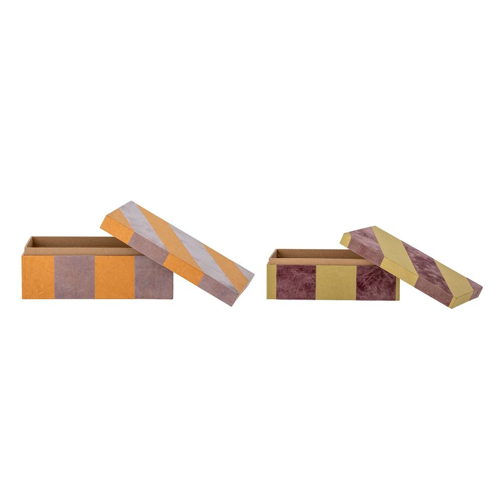 Boîtes de rangement - Samira Boîte avec couvercle, Orange, Papier Set of 2 - BLOOMINGVILLE MULTIBRAND HOUSE