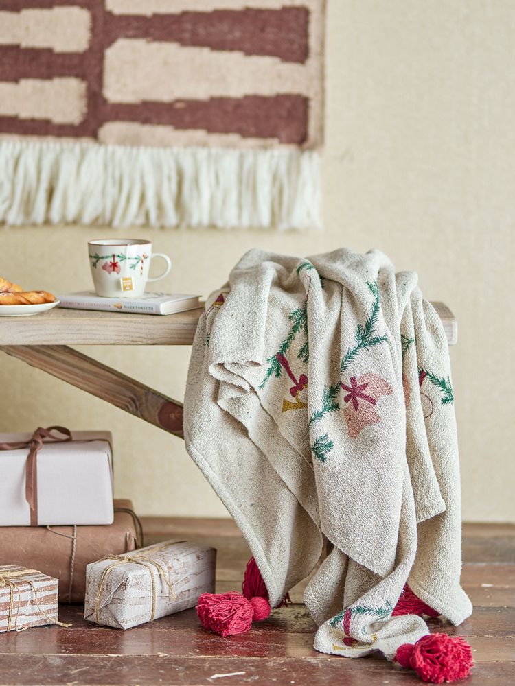Throw blankets - Yule Throw, Nature, Recycled Cotton - BLOOMINGVILLE MULTIBRAND HOUSE