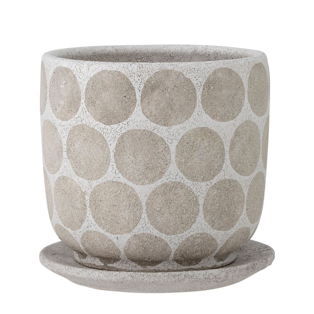 Pots de fleurs - Felan Pot de fleurs déco avec soucoupe, Blanc, Terre cuite - BLOOMINGVILLE MULTIBRAND HOUSE