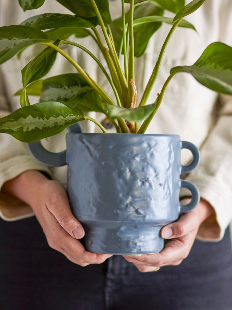 Flower pots - Alfine Flowerpot, Blue, Stoneware - BLOOMINGVILLE MULTIBRAND HOUSE