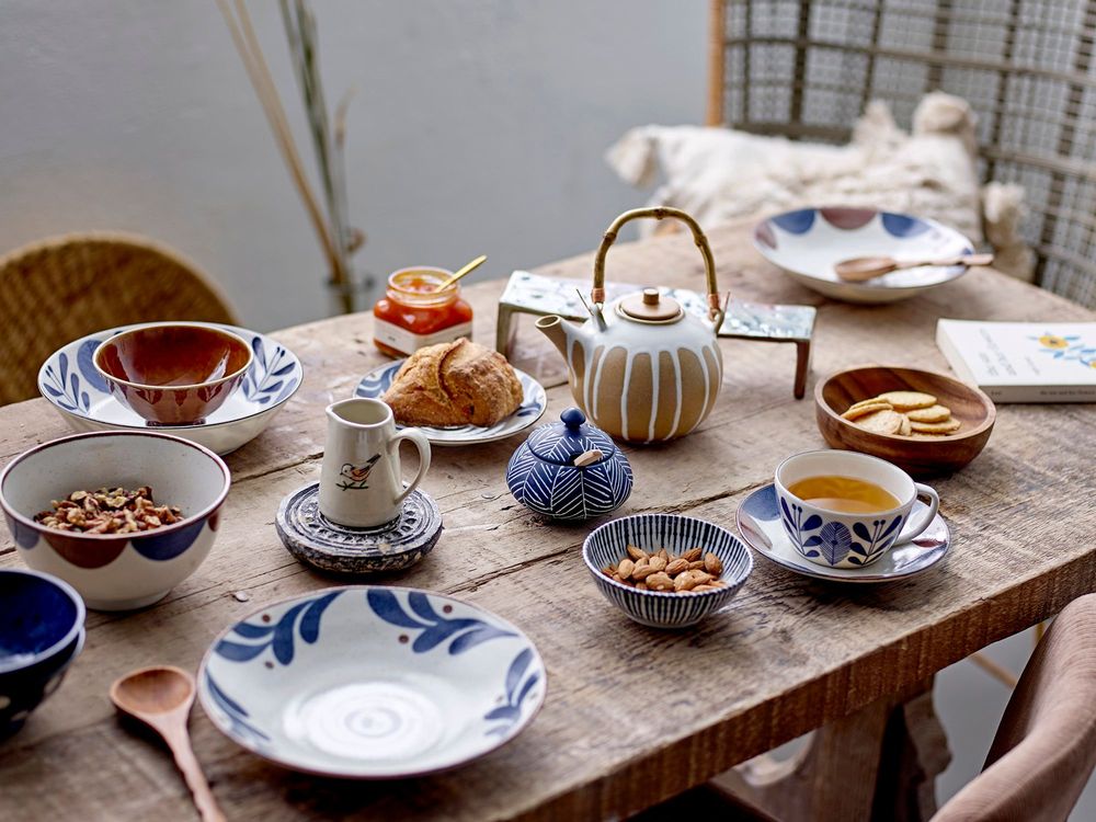 Assiettes au quotidien - Camellia Assiette, Blue, Porcelaine - CREATIVE COLLECTION