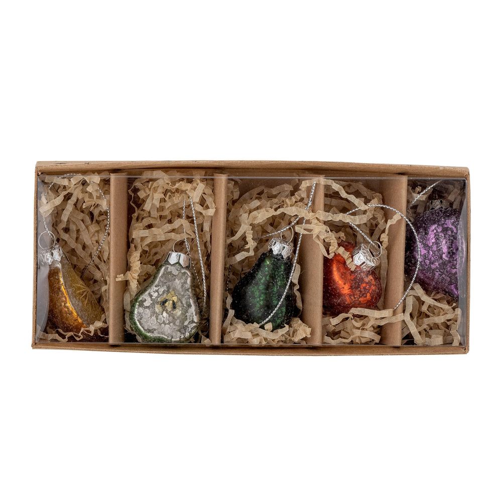 Guirlandes et boules de Noël - Finka Bibelot, Rouge, Verre Set of 5 - BLOOMINGVILLE MULTIBRAND HOUSE