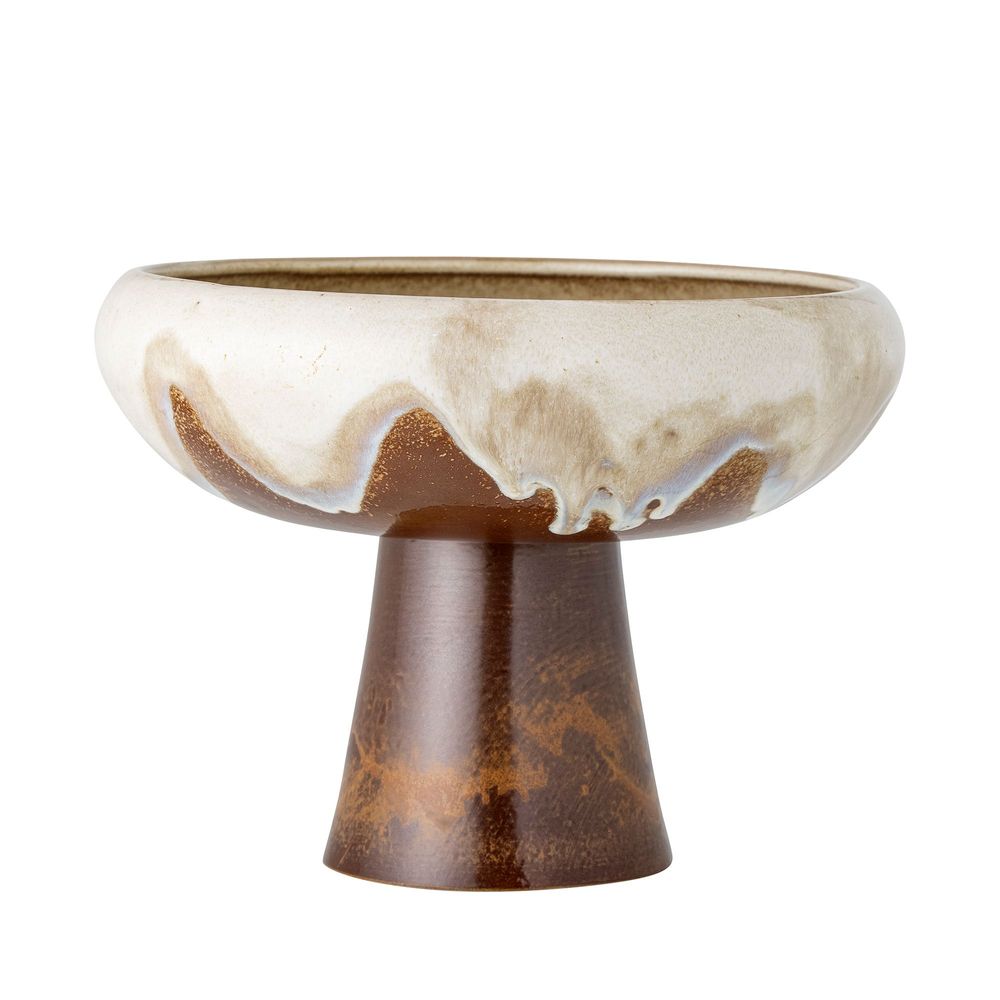 Bowls - Rivkah Pedestal Bowl, Brown, Stoneware - CREATIVE COLLECTION