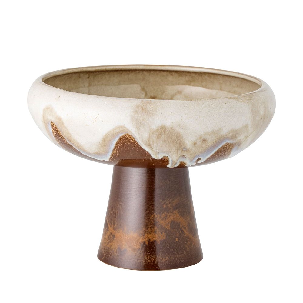 Bowls - Rivkah Pedestal Bowl, Brown, Stoneware - CREATIVE COLLECTION