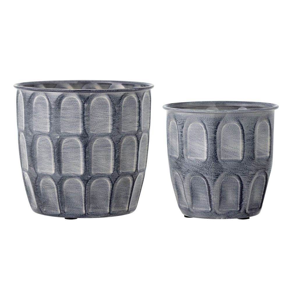 Flower pots - Kally Flowerpot, Grey, Metal Set of 2 - CREATIVE COLLECTION
