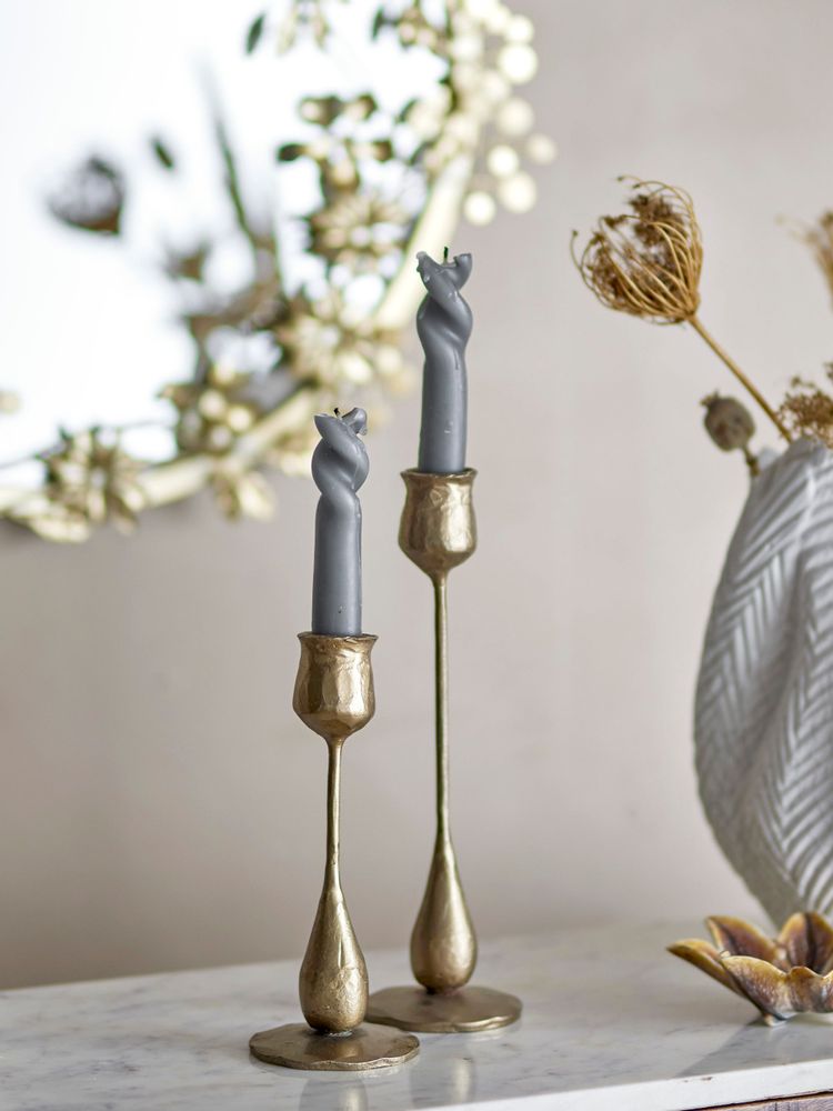 Candlesticks and candle holders - Kora Candle Holder, Brass, Metal Set of 2 - CREATIVE COLLECTION