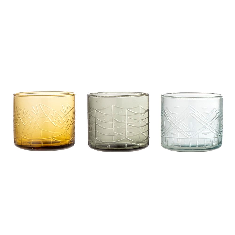 Glass - Jozefina Drinking Glass, Green, Recycled Glass Set of 3 - CREATIVE COLLECTION