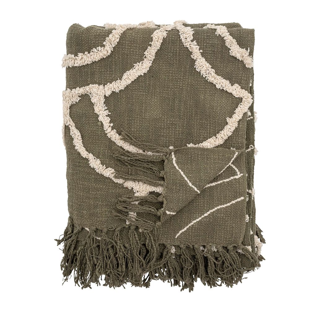 Throw blankets - Mirfield Throw, Green, Cotton - BLOOMINGVILLE MULTIBRAND HOUSE
