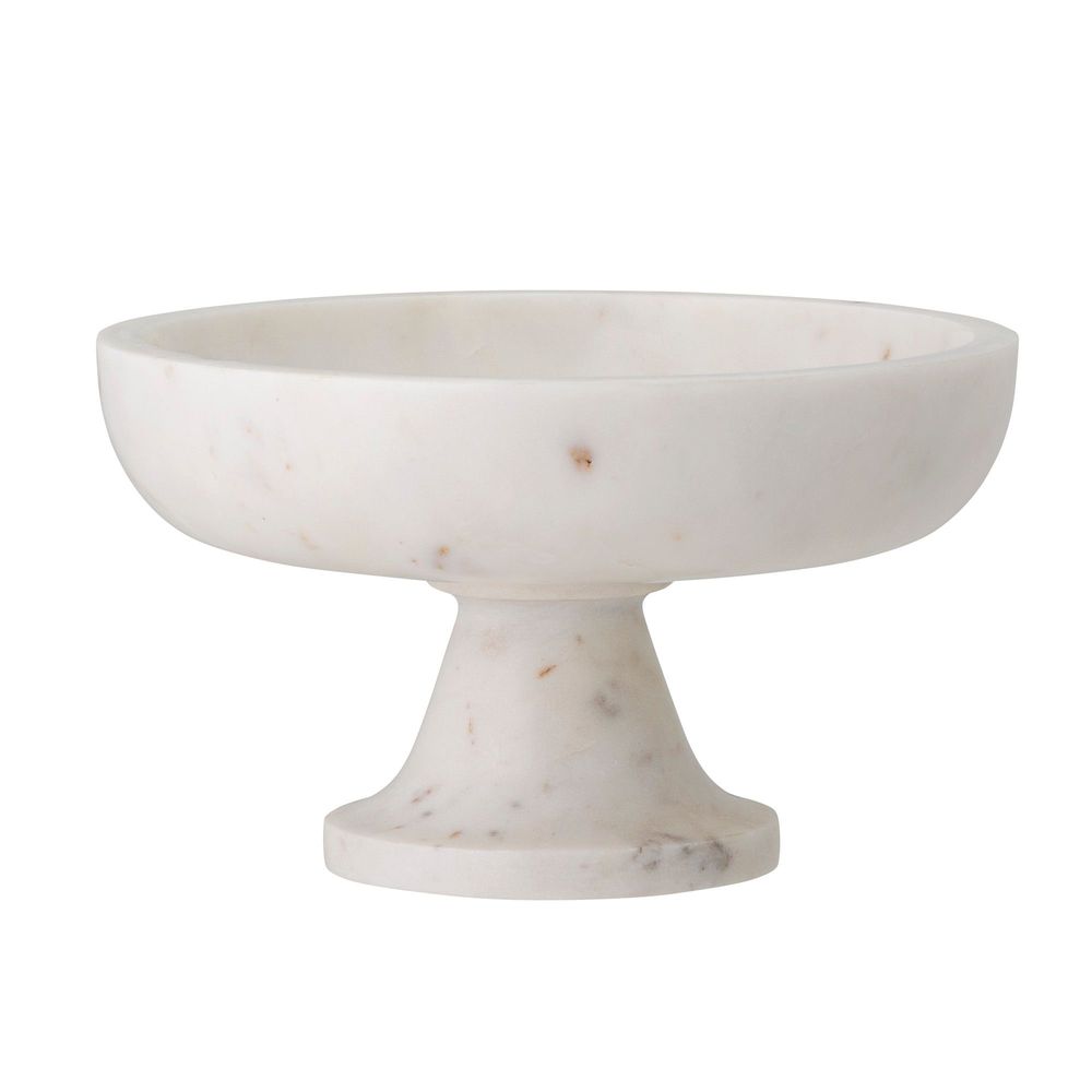 Bowls - Eris Pedestal Bowl, White, Marble - BLOOMINGVILLE MULTIBRAND HOUSE