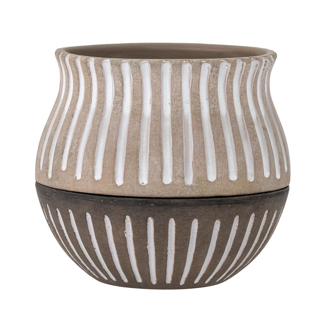 Pots de fleurs - Neliya Pot de fleurs pour support, Gris, Terre cuite - BLOOMINGVILLE MULTIBRAND HOUSE