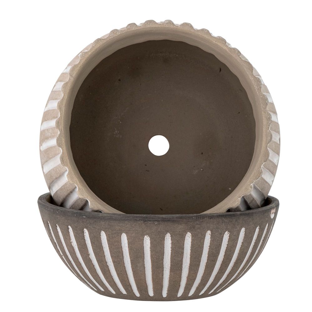 Pots de fleurs - Neliya Pot de fleurs pour support, Gris, Terre cuite - BLOOMINGVILLE MULTIBRAND HOUSE