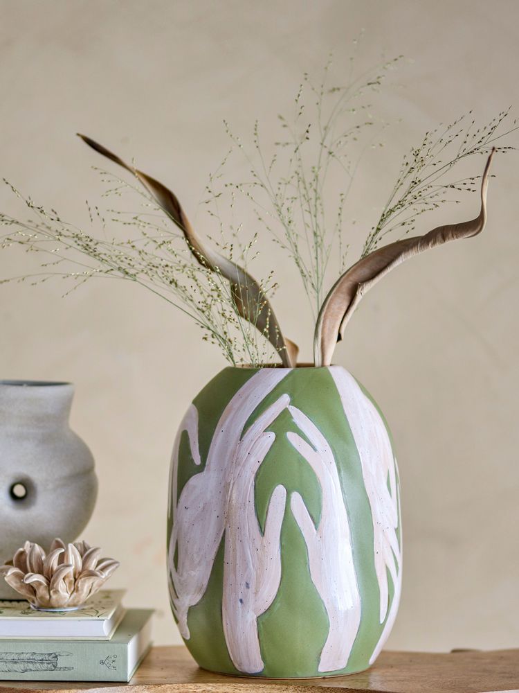 Vases - Adalena Vase, Verte, Grès - BLOOMINGVILLE MULTIBRAND HOUSE