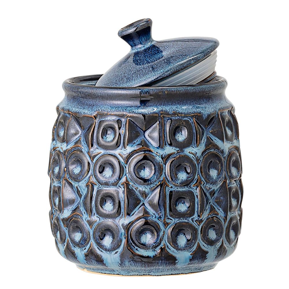Food storage - Nena Jar w/Lid, Blue, Stoneware - BLOOMINGVILLE MULTIBRAND HOUSE