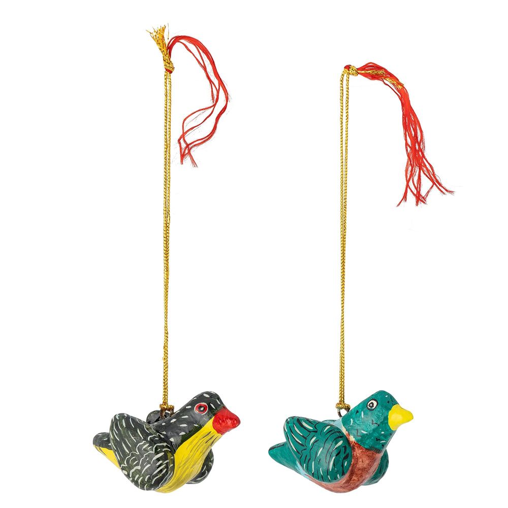 Christmas garlands and baubles - Carmela Ornament, Green, Paper Mache Set of 2 - BLOOMINGVILLE MULTIBRAND HOUSE