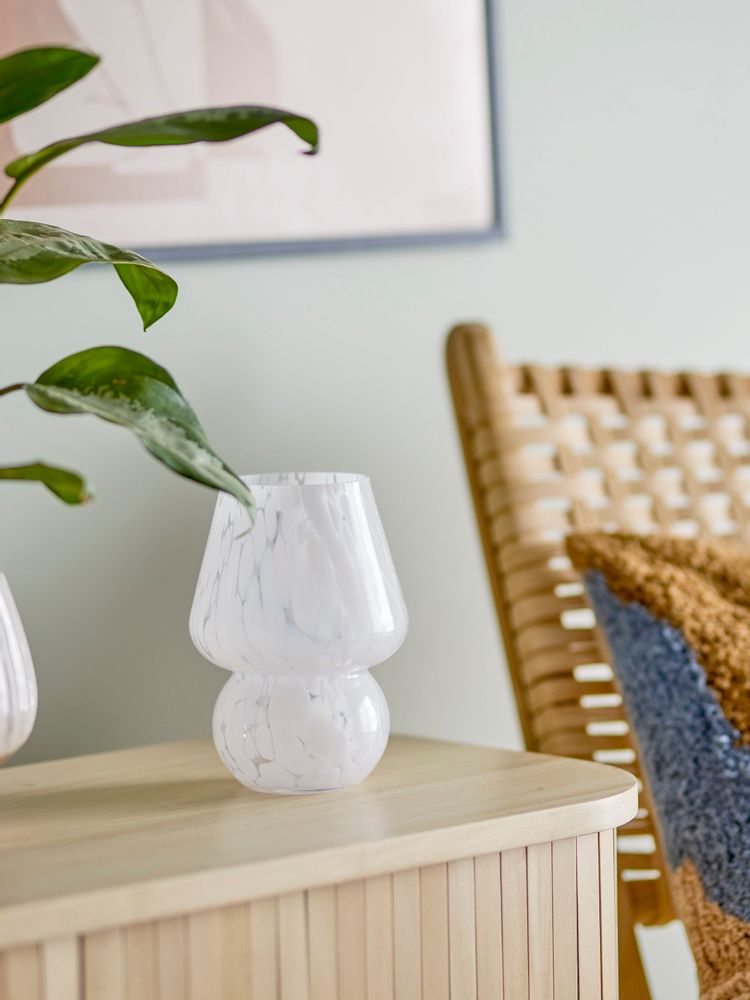 Vases - Halim Vase, Blanc, Verre - BLOOMINGVILLE MULTIBRAND HOUSE
