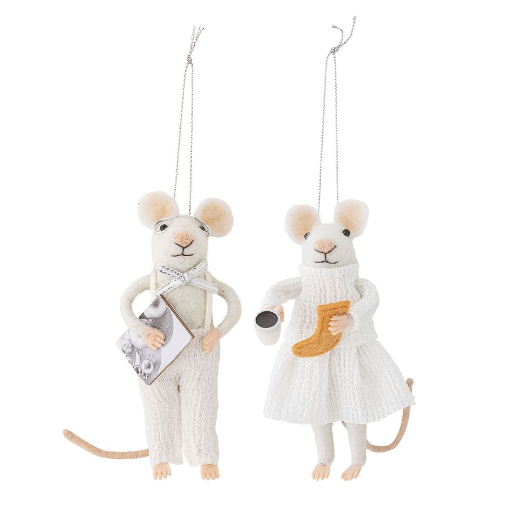Guirlandes et boules de Noël - Peo Bibelot, Blanc, Laine Set of 2 - BLOOMINGVILLE MULTIBRAND HOUSE