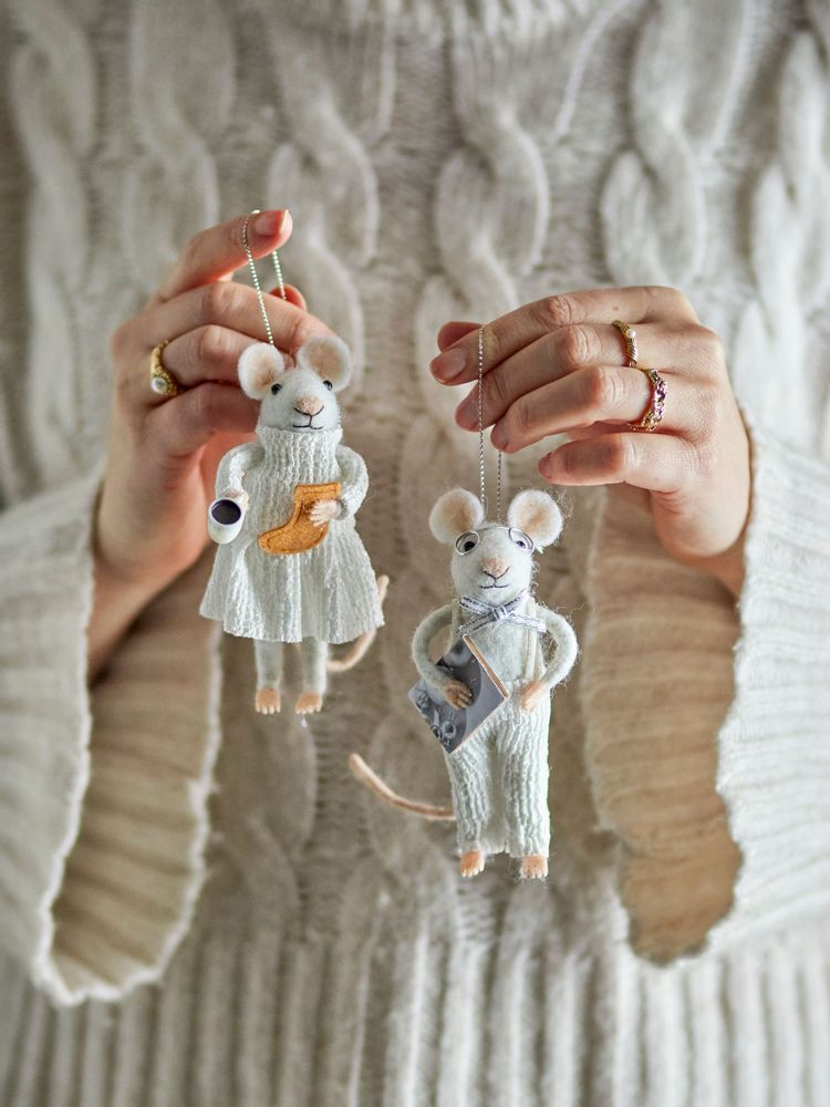 Guirlandes et boules de Noël - Peo Bibelot, Blanc, Laine Set of 2 - BLOOMINGVILLE MULTIBRAND HOUSE