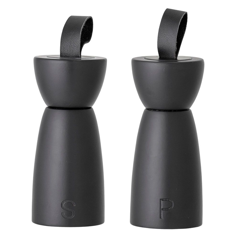 Couverts & ustensiles de cuisine - Hanif Salt & Pepper Mill, Noir, Bois d'hévéa Set - BLOOMINGVILLE MULTIBRAND HOUSE