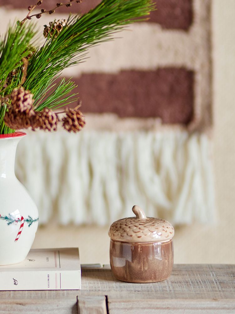 Boîtes de conservation - Acorn Cruche avec couvercle , Marron, Grès  - BLOOMINGVILLE MULTIBRAND HOUSE