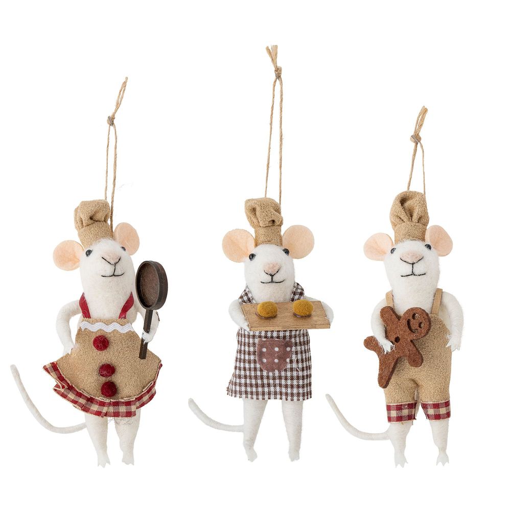 Christmas garlands and baubles - Peo Ornament, Brown, Wool Set of 3 - BLOOMINGVILLE MULTIBRAND HOUSE