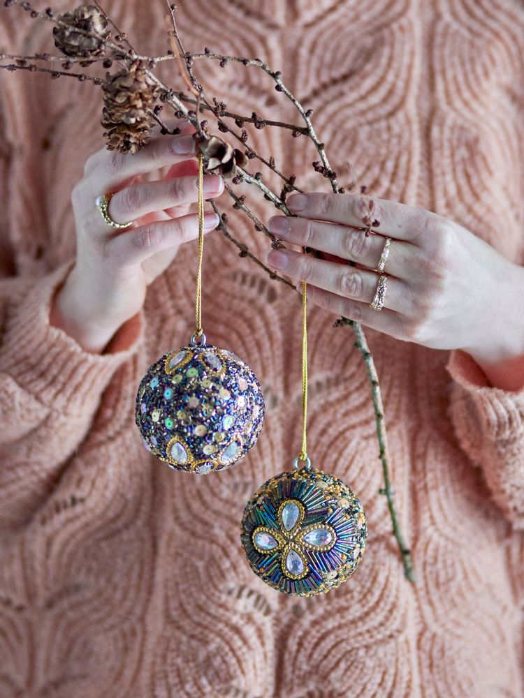 Guirlandes et boules de Noël - Eleanore Bibelot, Blue, Verre Set of 2 - BLOOMINGVILLE MULTIBRAND HOUSE