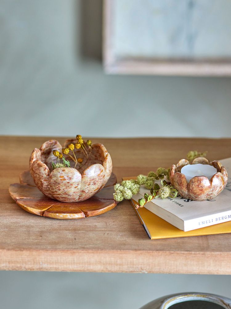 Bougeoirs et photophores - Reiko Photophore, Marron, Marbre Set of 3 - CREATIVE COLLECTION