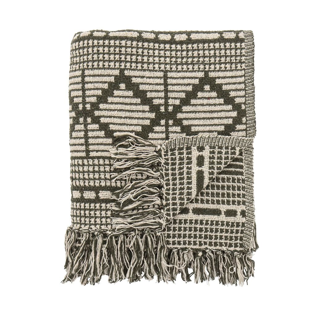 Plaids - Gutte Plaid, Verte, Coton recyclé  - BLOOMINGVILLE MULTIBRAND HOUSE