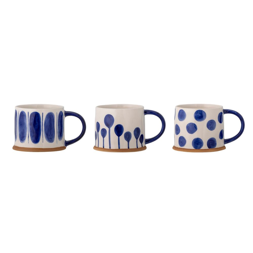 Mugs - Linora Mug, Blue, Stoneware Set of 3 - CREATIVE COLLECTION