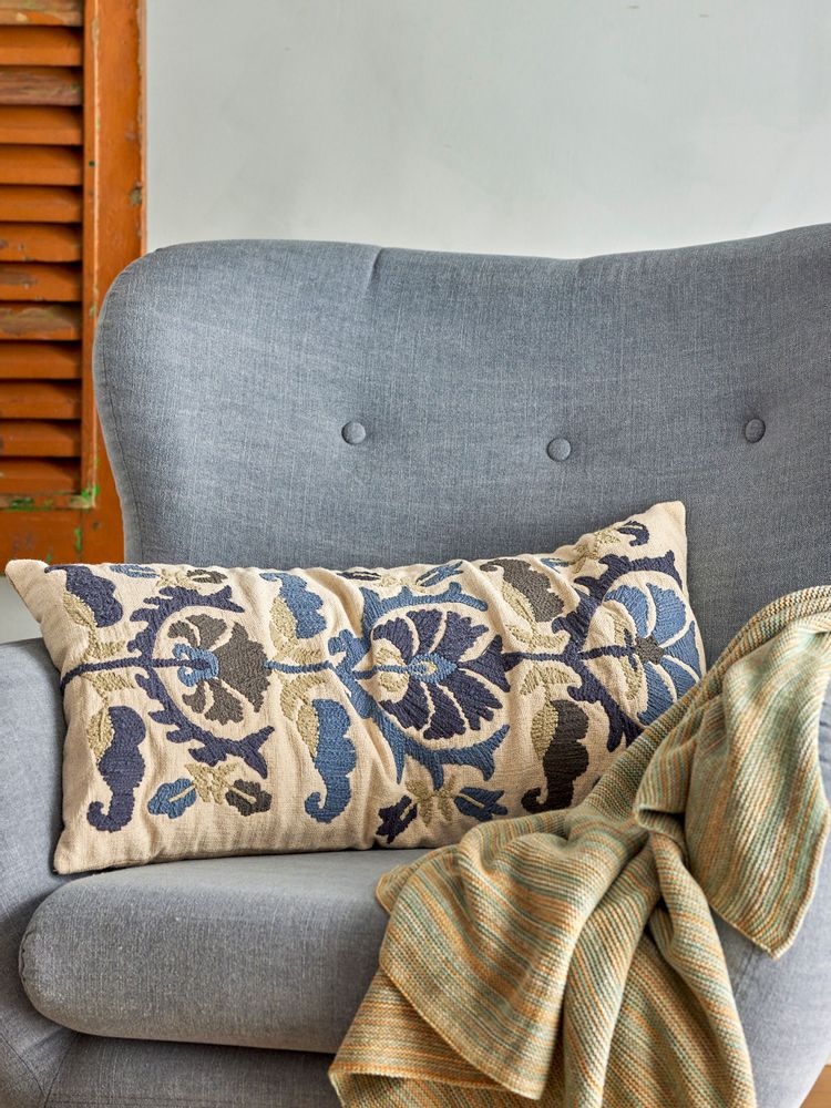 Coussins - Anzio Coussin, Blue, Coton  - CREATIVE COLLECTION