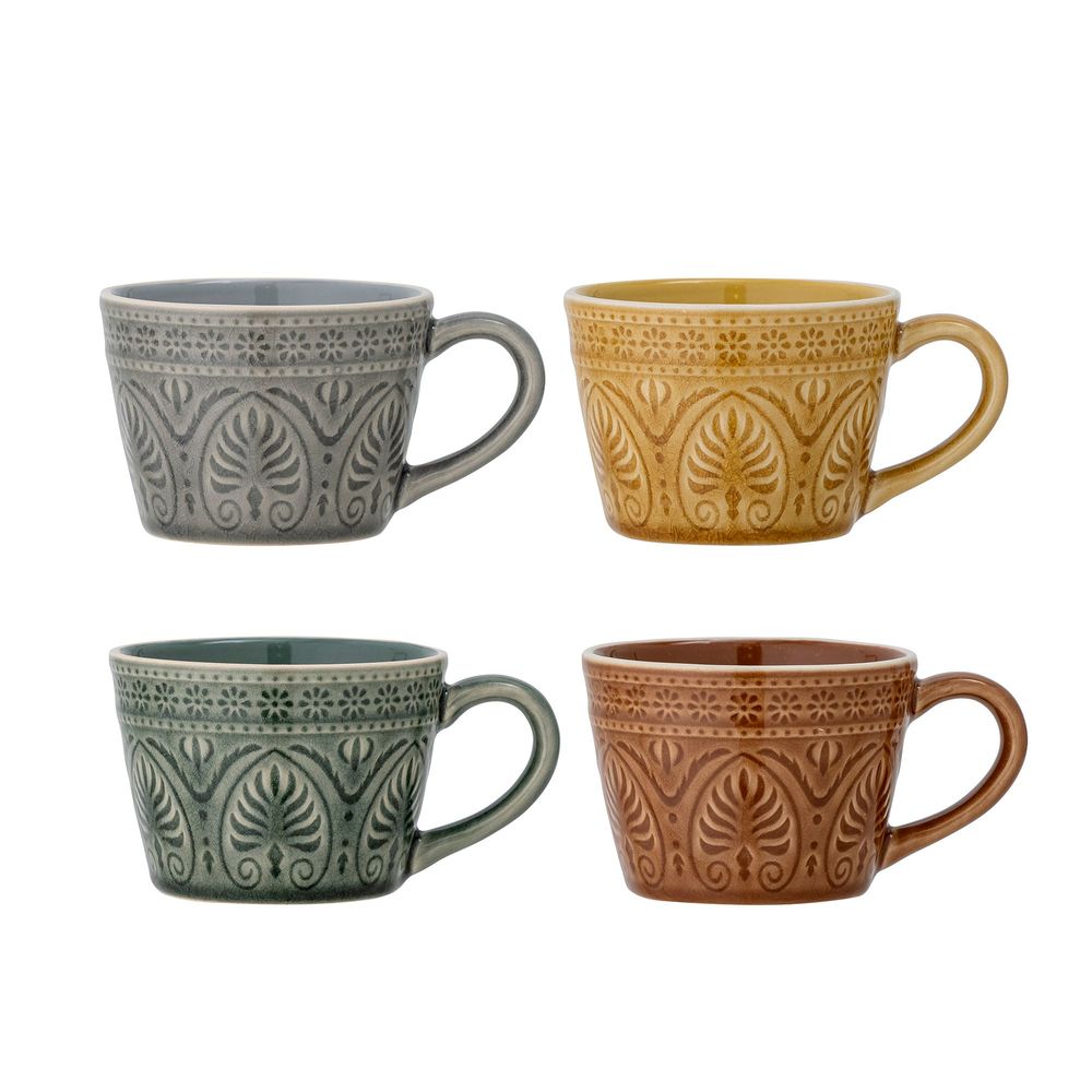 Mugs - Rani Mug, Green, Stoneware Set of 4 - BLOOMINGVILLE MULTIBRAND HOUSE