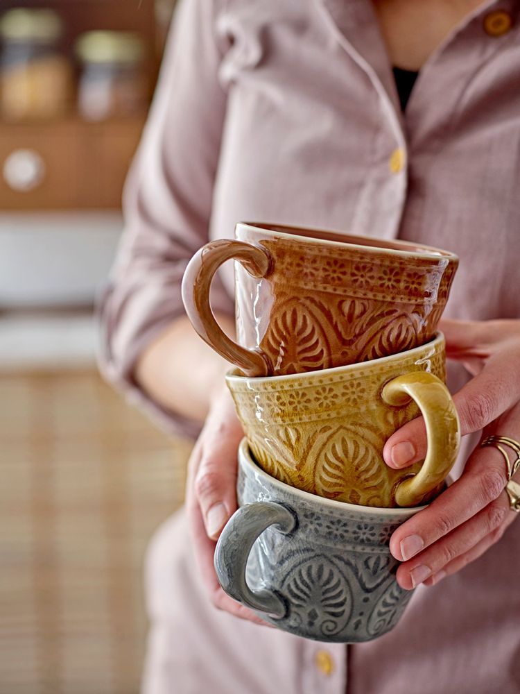 Mugs - Rani Mug, Green, Stoneware Set of 4 - BLOOMINGVILLE MULTIBRAND HOUSE