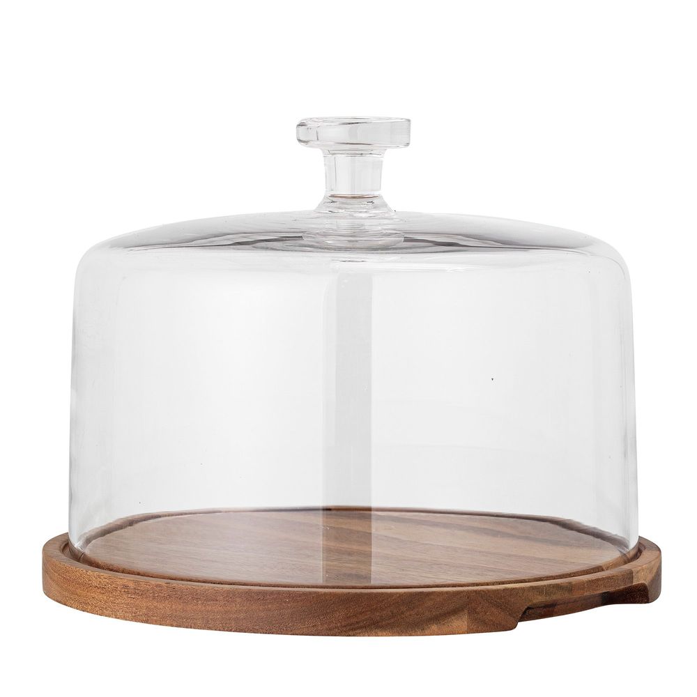 Trays - Nici Cake Tray w/Dome, Nature, Acacia  - BLOOMINGVILLE MULTIBRAND HOUSE