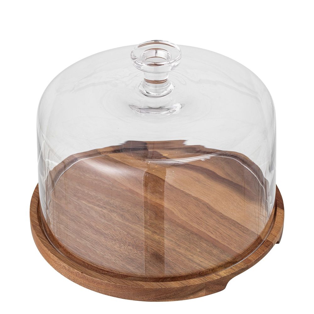 Trays - Nici Cake Tray w/Dome, Nature, Acacia  - BLOOMINGVILLE MULTIBRAND HOUSE