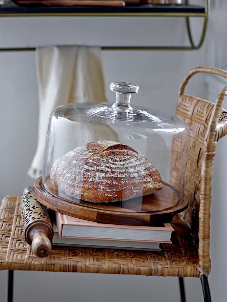 Trays - Nici Cake Tray w/Dome, Nature, Acacia  - BLOOMINGVILLE MULTIBRAND HOUSE